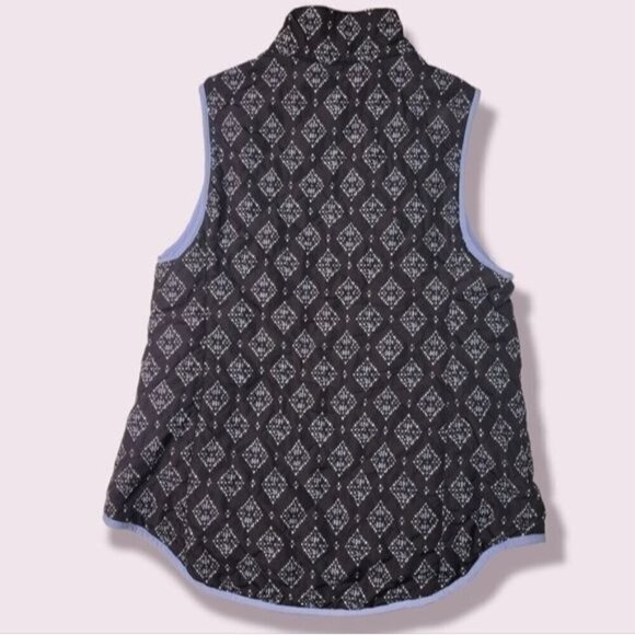 𝅺Bit & Bridle Reversible Blue and Black Quilted Puffer Women's Vest, Size Small - Picture 6 of 10